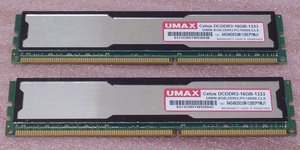 ◇UMAX Cetus DCDDR3-16GB-1333 *PC3-10600/DDR3-1333 240Pin DDR3 UDIMM 16GB(8GB x2) 動作品