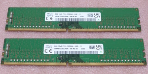 ΦSK hynix HMA81GU6DJR8N-XN 2枚セット *PC4-25600/DDR4-3200/PC4-3200AA 288Pin DDR4 UDIMM 16GB(8GB x2) 動作品