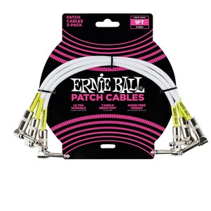 パッチケーブル 30cm LL 3本セット アーニーボール ERNIE BALL 6055 1’ ANGLE/ANGLE PATCH CABLE 3-PACK WHITE