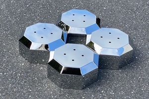 * new goods = large for 22.5&19.5 8 hole star anise shape stainless steel plating hub cover center cap rear 4 piece set JIS exclusive use :8 hole 8 square shape 