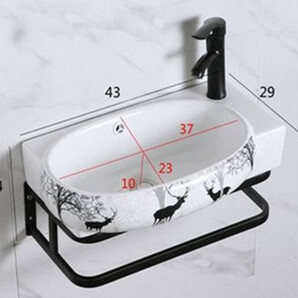 品質保証★手洗器 洗面器 家庭用壁掛け式 トイレ レトロ ブラック 芸術 アイデア 混合水栓（蛇口・排水ホース付き）の画像3