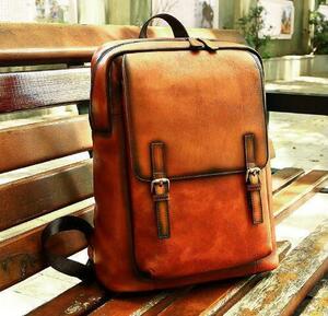  popular beautiful goods * Celeb . thing * original leather rucksack men's leather retro rucksack commuting going to school casual combined use ti bag high capacity 