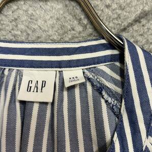 1円スタート! （5）Gap ギャップ バンドカラーシャツワンピース サイズXXS大きめ M相当 ストライプ コットン レディース トップス 最落なしの画像6