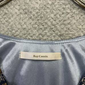 1円スタート! （5）Ray Cassin レイカズン ノーカラー長袖ワンピース フリーサイズ 花柄 花柄 ロング ブルー レディース トップス 最落なしの画像7