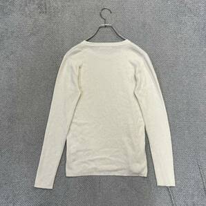 1円スタート! （8）YARRA ヤラ シルク&カシミヤ混 コットンニットカットソー 長袖Tシャツ サイズM相当 白 レディース トップス 最落なしの画像2