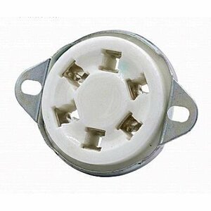  Yahoo auc 2 piece set Vintage 6 pin (UZ6) metal pedestal ceramic vacuum tube socket reverse side installation type amp