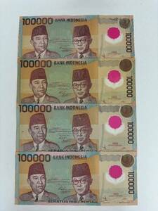 A 2286.インドネシア4枚(ポリマー) 紙幣 旧紙幣 