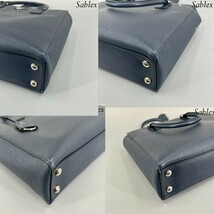 1円【新品同様】PRADA プラダ ハンドバッグ 1BA010 レディース サフィアーノレザー ネイビー 三角ロゴ トートバッグ_画像9