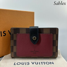 1円【未使用】FRID ルイヴィトン LOUIS VUITTON 2つ折り財布 N60381 ポルトフォイユジュリエット ダミエ・エベヌ キャンバス ボルドー_画像3