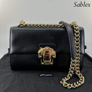 1 иен [ как новый ] Dolce & Gabbana rusia цепь сумка на плечо черный Gold редкий товар ручная сумочка Dolce&Gabbana женский 