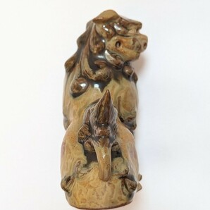 やちむん 琉球焼 狛犬 一対 獅子 魔除け 厄除け 縁起物 置物 陶器 伝統工芸 シーサー 昭和レトロの画像4