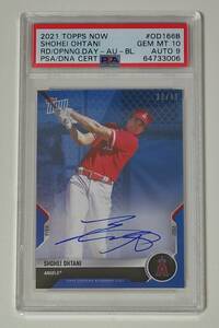 (大谷翔平) 49枚限定 2021 Topps Now Shohei Ohtani Blue Parallel Auto PSA10 AUTO9 直書き直筆サイン 旧サイン エンゼルス