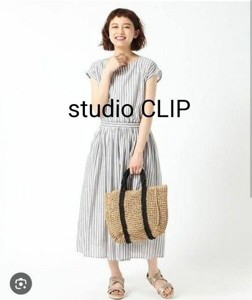 スタディオクリップ studio CLIP ストライプウエスト切り替えワンピース Mサイズ