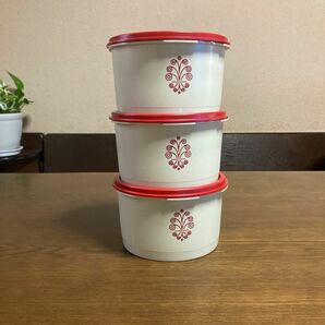 未使用　Tupper ware タッパーウェア　マキシデコレーター　　レトロ　3個　保存容器　