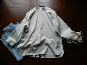 【IENA/イエナ】’21　定15400円　洗える　バックボタンで後ろ姿も大人可愛いゆったりきれい色コットン長袖ロングシャツブラウス　日本製