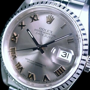 ★希少!超美品 ROLEX ロレックス エンジンターンド グレーローマン Ref.16220 Cal.3135 デイトジャスト オイスターパーペチュアル 綺麗★の画像3