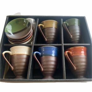 夢眩 フリーカップ　マグカップ 湯呑 コーヒーカップ カップ小皿　10点セット 陶器