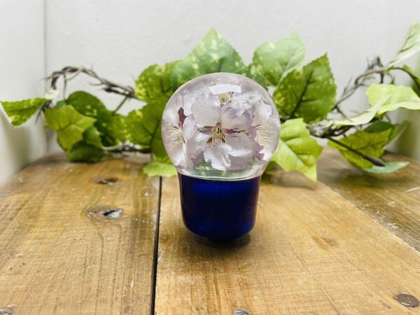 水中花シフトノブ　ミニ電球型　桜　青