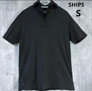 シップス　SHIPS ポロシャツ　黒　S ノーボタン　綿100%