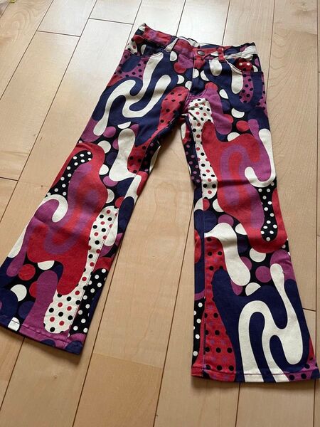 美品 ブーフーウー サイケ柄 フレアパンツ 110