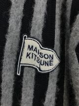 極美品★MAISON KITSUNE メゾンキツネ★アルパカ混ストライプ起毛フラッグワッペンニットカーディガン セーター_画像3