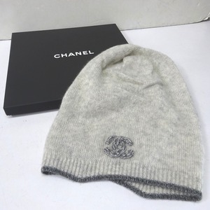 Ft601761 シャネル ニットキャップ ニット帽 ココマーク グレー カシミヤ レディース CHANEL 中古