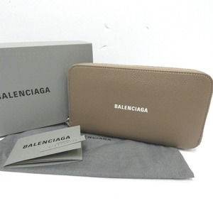 Dz789543 バレンシアガ 長財布 ラウンドファスナー 594290 グレージュ レディース BALENCIAGA 中古