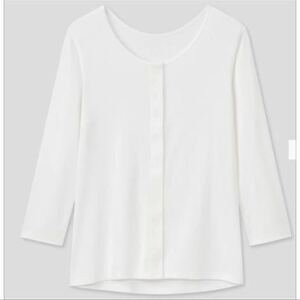 送料無料●介護に最適●新品★UNIQLO コットン前開きTシャツ★3XLサイズ ホワイト レディース 婦人用介護肌着