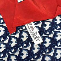 Chiristian Dior クリスチャン ディオール トロッター 総柄 シルクスカーフ 赤×白×紺_画像6