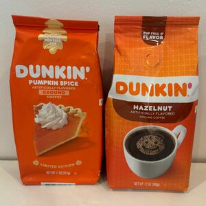 日本未発売DUNKIN'DONUTS ダンキンコーヒー 2袋ヘーゼルナッツ＆パンプキンスパイス