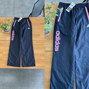  new goods tag attaching adidas Adidas reverse side f lease training pants Logo print nylon long bottoms sport wear black black pink color series 