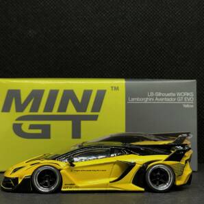 TSMモデル 1/64 LB-Silhouette WORKS Lamborghini Aventador GT EVO Yellow LHD 改 深リム MINI GTの画像5