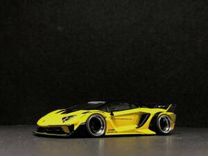 TSMモデル 1/64 LB-Silhouette WORKS Lamborghini Aventador GT EVO Yellow LHD 改 深リム MINI GT
