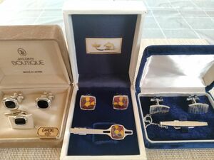 ネクタイピンとカフスボタンのセット　３セット　中古品　長期保管品　昭和　送料無料