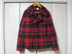 GENERAL RESEARCH check pattern short pea coat M black / red check * General Research jacket made in Japan 