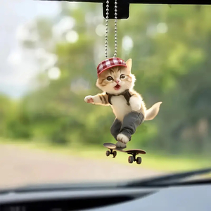  cat . skateboard . make acrylic fiber made. key chain.