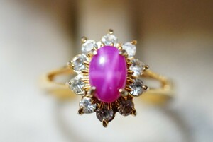 205 リンデンスタールビー ゴールドカラー リング 指輪 ヴィンテージ アクセサリー アンティーク 色石 宝石 カラーストーン 装飾品