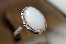 646 天然オパール リング 指輪 ヴィンテージ アクセサリー SILVER刻印 アンティーク opal 宝石 天然石 カラーストーン 装飾品_画像3