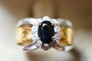 636 サファイア リング 指輪 ヴィンテージ アクセサリー SILVER 925刻印 アンティーク 天然石 色石 宝石 カラーストーン 装飾品
