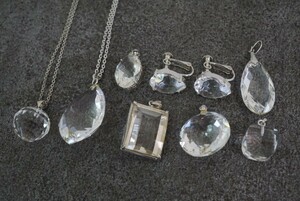 B223 本水晶 ネックレス イヤリング 8点セット ヴィンテージ アクセサリー 大量 まとめて おまとめ まとめ売り ペンダント クォーツ 