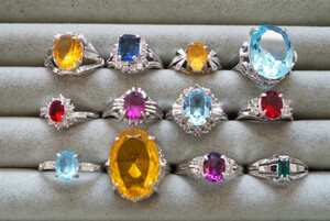 C53 昭和レトロ 色ガラス リング 指輪 ヴィンテージ アクセサリー 大量 セット まとめて おまとめ まとめ売り 装飾品