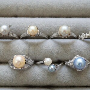 B360 全てアコヤ真珠 本真珠 パール リング 指輪 ヴィンテージ アクセサリー 大量 セット まとめて おまとめ まとめ売り SILVER含むの画像1