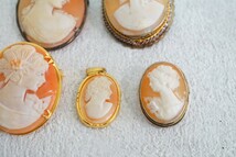 B713 シェルカメオ CAMEO ブローチ セット ヴィンテージ アクセサリー 貴婦人 人像 大量 まとめて おまとめ まとめ売り 2way含む_画像4