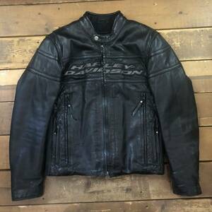 Harley Davidson RIDING GERR シングル ライダース ジャケット ハーレーダビッドソン 革ジャン 黒 ブラック size S