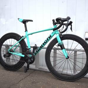 ◆BIANCHI（ビアンキ） VIA NIRONE7 885 Superteam カーボンホイール チェレステカラー 46cm ロードバイク◆の画像1