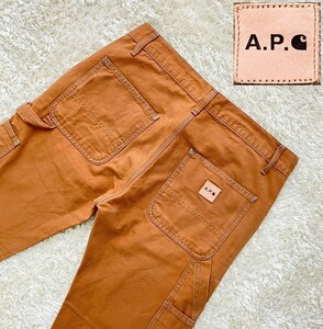 【希少★】W31 美品 A.P.C×Carhartt ダック生地ダブルニーペインターパンツ◆ニュースタンダード☆アーペーセー×カーハート (4)