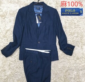 【未使用★定価税抜54,000円】サイズ2 POLO RALPH LAUREN リネンスーツセットアップ/ネイビー系◆麻100%☆ポロラルフローレン (13121)