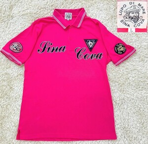 [. big Logo *]L size beautiful goods SINA COVA polo-shirt with short sleeves / pink *sinakoba(4)