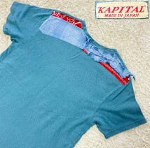 【パッチワーク★】サイズ2 KAPITAL 半袖ポケットTシャツ/青系◆キャピタル (3)_画像1