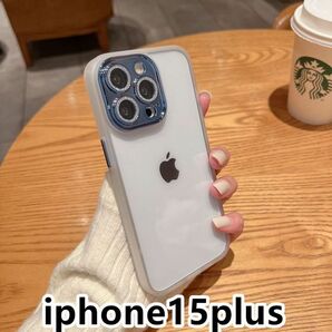 iphone15plusケース レンズ保護付き　透明耐衝撃 ホワイト158